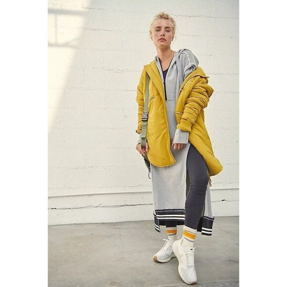 NEW FREE PEOPLE MOVEMENT Sz S MATCH UP MAXI SWEAT HOODIE TUNIC SWEATSHIRT DRESS - Picture 6 of 7